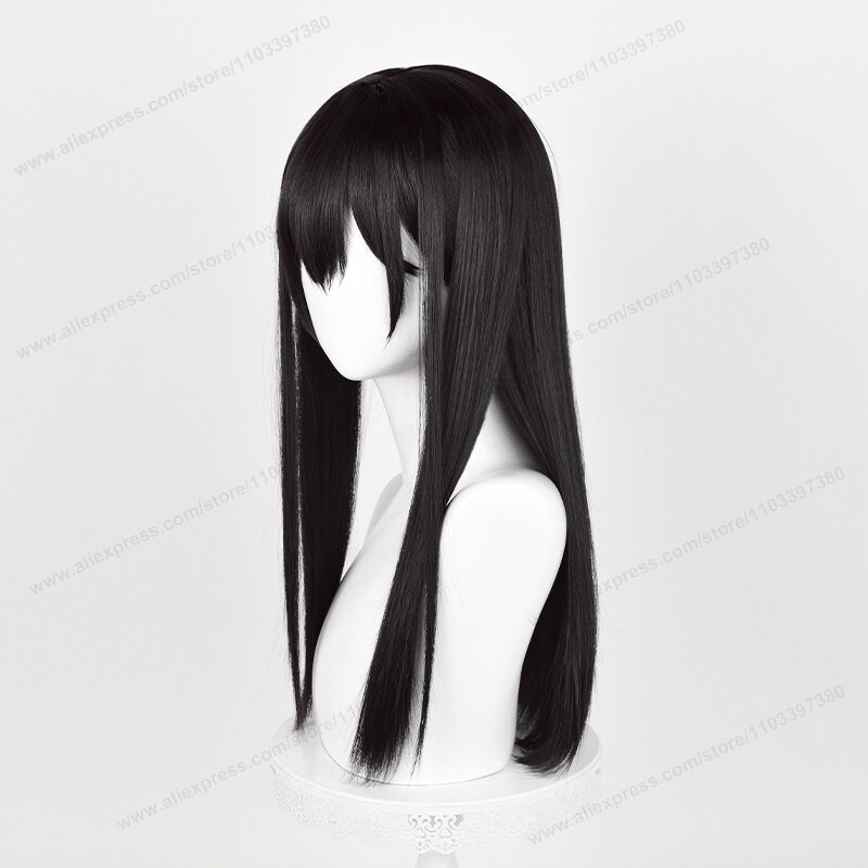 Aihara Mei Cosplay Wig 53cm Long Straight Black Brown Women Hair Anime Heat Resistant Synthetic Wigs + Wig Cap