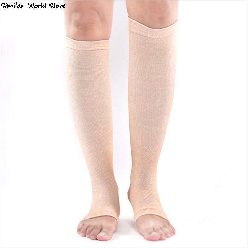 1Pair Compression Leg Sleeve Socks Varicose Vein Stocking Elastic Socks Fatigue Relief Leg Warmer Calf Sleeve Socks