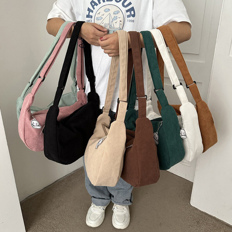 Prosta damska torba kurierska moda duża pojemność damska włóczęga małe torby na ramię luźna torba na długim pasku Vintage