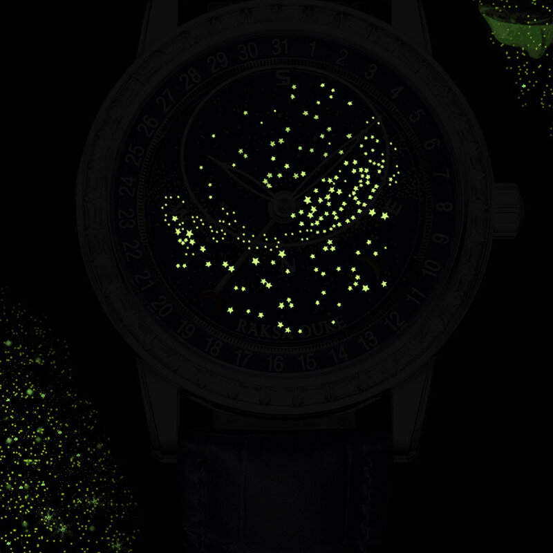 Gypsophila-Reloj con esfera giratoria luminosa para hombre, de lujo, con diamante, automático, mecánico, 2022