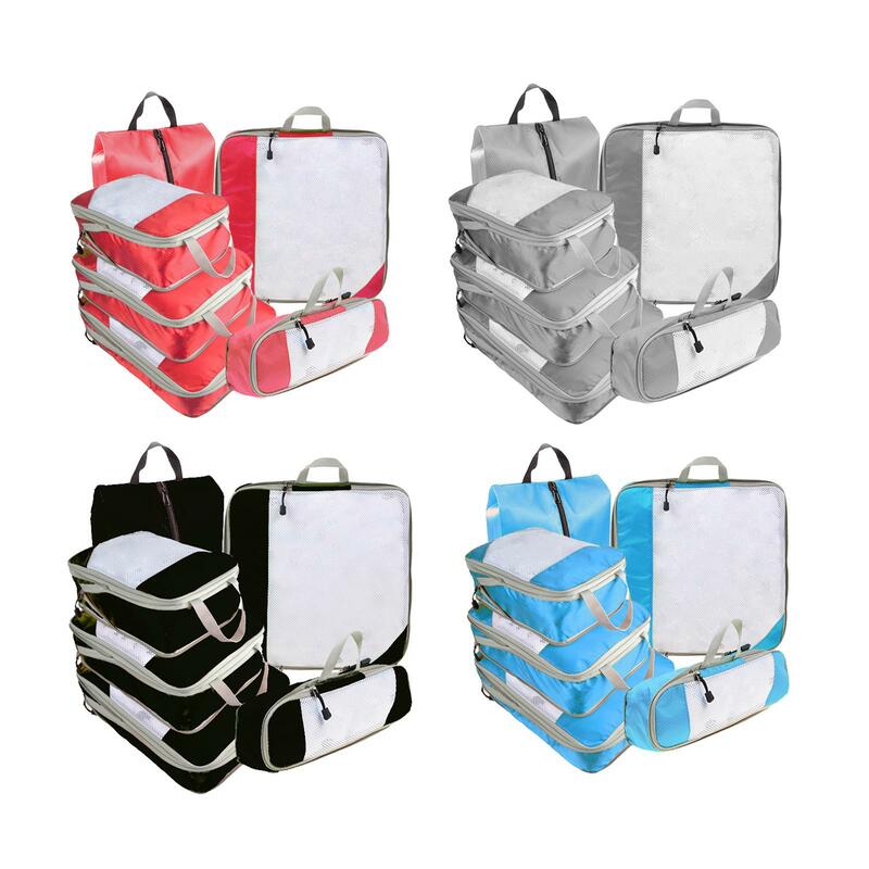 Cubes d'emballage de compression, essentiels de voyage, valise à bagages, 6 pièces