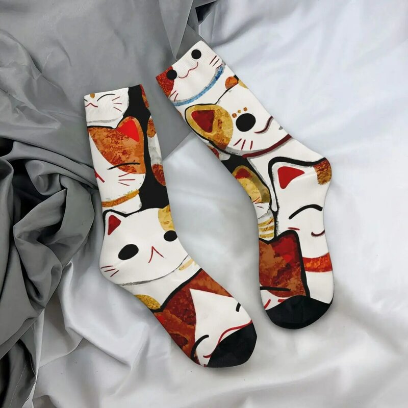 Hip hop retro sorte louco meias masculinas gato unisex harajuku padrão impresso feliz novidade tripulação meias meninos presente