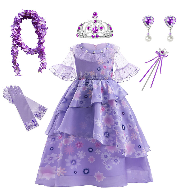Disfraz de Encanto de Disney para niñas, vestido de princesa, disfraz de Isabela, Cosplay, Carnaval, fiesta de cumpleaños, Navidad, bolsa de ropa