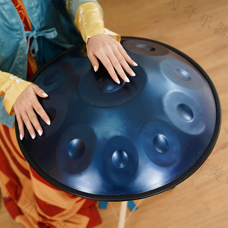 Tambor de mano de 9/10 tonos, instrumento de percusión, lengua de acero azul, D menor, 22 pulgadas, para meditación, Yoga y música