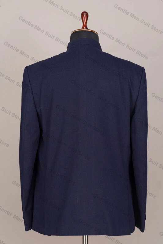 Conjunto de terno azul escuro masculino, blazer e calças, negócios formais, jaqueta personalizada para escritório, calças, noivo de baile, casaco de casamento, 2 peças