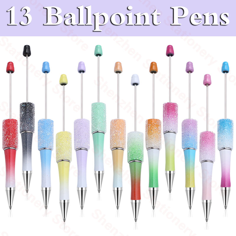 13Pcs New DIY Sugar Beaded Pen Creative Sky Star Ballpoint Pen Diamond Inlaid Sugar Handmade Gift Pen Cute Stationery