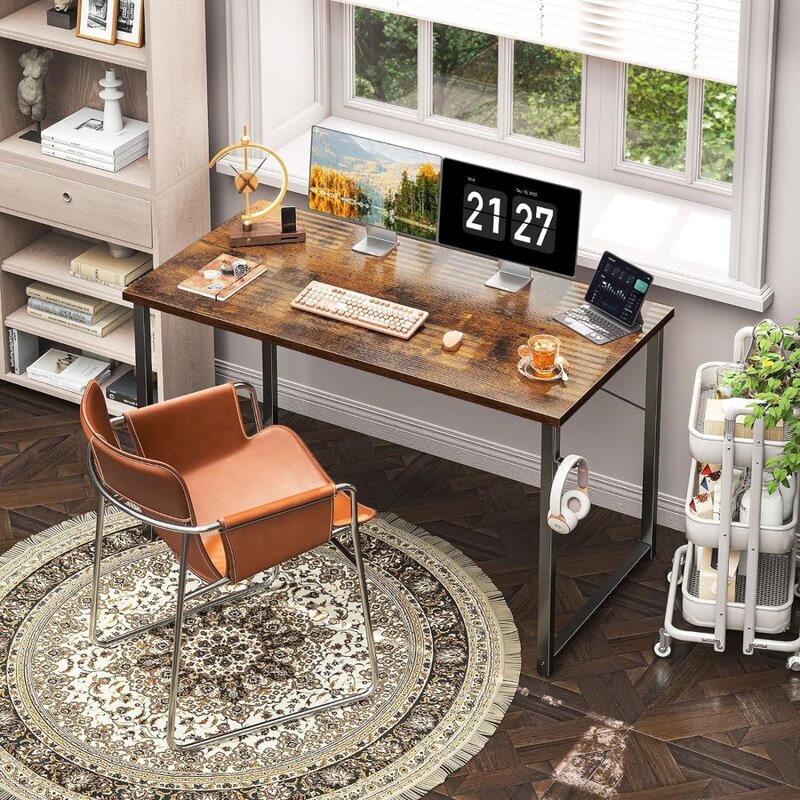 Mesa de computador estilo moderno e simples, 48 polegadas, para casa, escritório, estudo, estudante, escrita, vintage