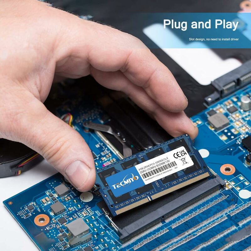 TECMIYO 2 x4gb 1333 MHz SODIMM pamięć RAM do laptopa DDR3 1.5V PC3-10600S nieecc-niebieski