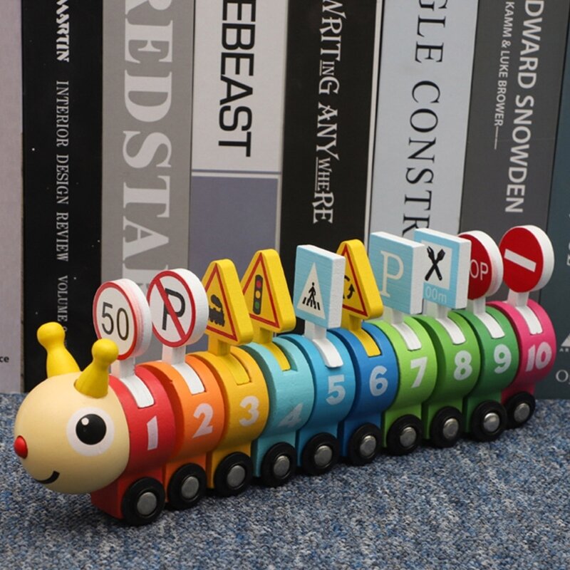 Caterpillar Pull Toy สร้างทักษะยนต์ทางคณิตศาสตร์ที่ดีสำหรับอายุ 18 + เดือน