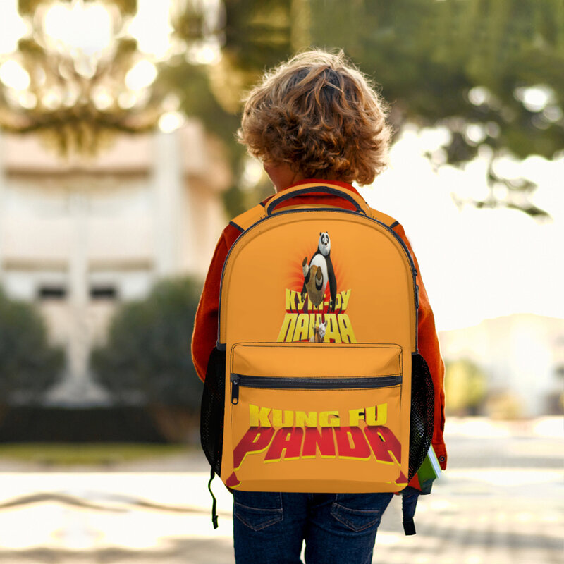 Новая модная детская школьная сумка K-Kung Fu PandaPattern, легкий рюкзак с милым принтом