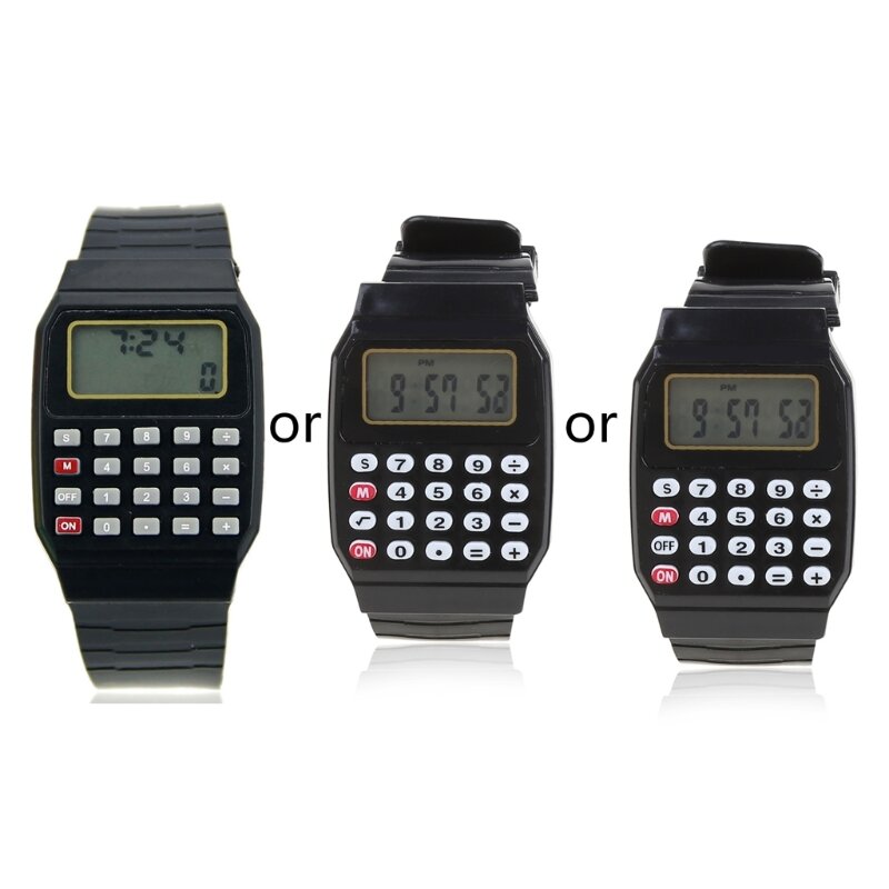 Fad dzieci silikonowe data wielofunkcyjny dzieci elektroniczny kalkulator Wrist Watch