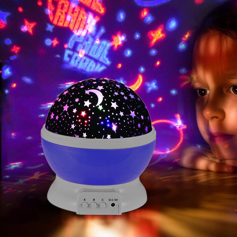 Lampka nocna Kid Star obrotowa projektor gwiazda lampka biurkowa z kablem USB do dekoracji sypialni dla dzieci
