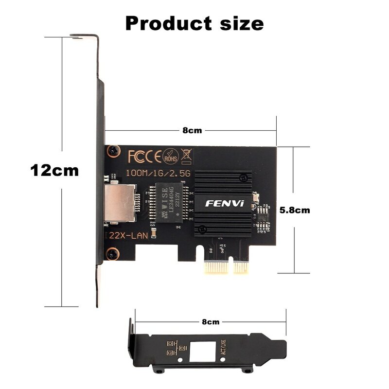 Carte réseau 2500Mbps PCI-E vers RJ45, puce I226 Gigabit Ethernet 100/1000/2500Mbps, adaptateur LAN PCIe pour ordinateur portable P1 10/11