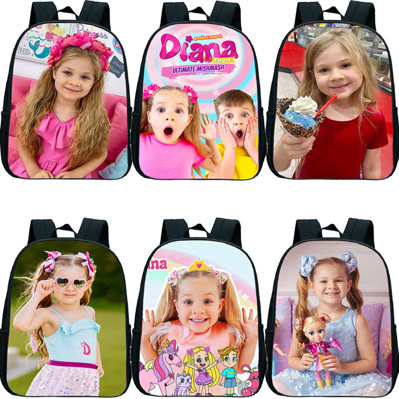 다이아나 쇼 프린트 배낭 여아용 하이 퀄리티 학교 가방, 귀여운 소녀 패턴, 유치원 배낭 유아 가방 선물