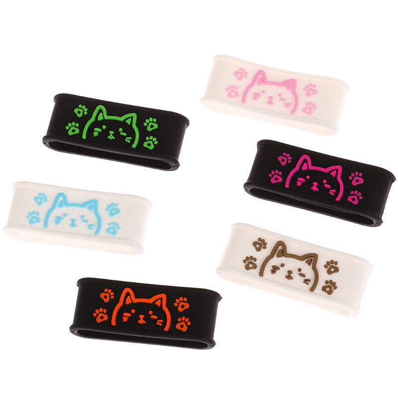 Manijas de silicona para raqueta de tenis, accesorio de goma con dibujos de gato bonito, color negro, fijo, 1 piezas