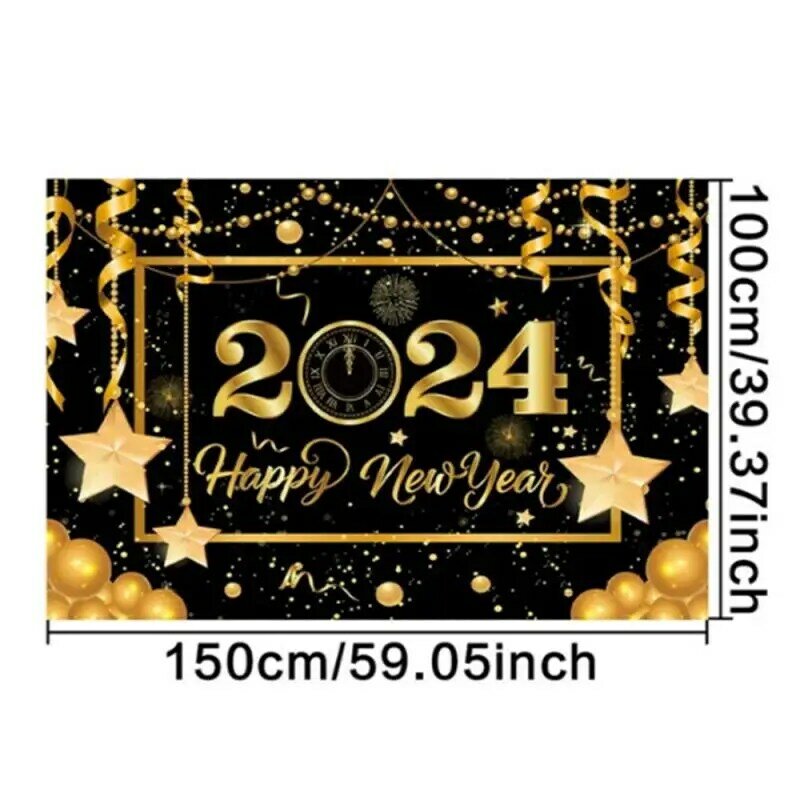 Christmas Flag Unique Design Happy Banner Festive Party Decorations Black Gold Theme Wall Covering Decoration Comfortable Soft
