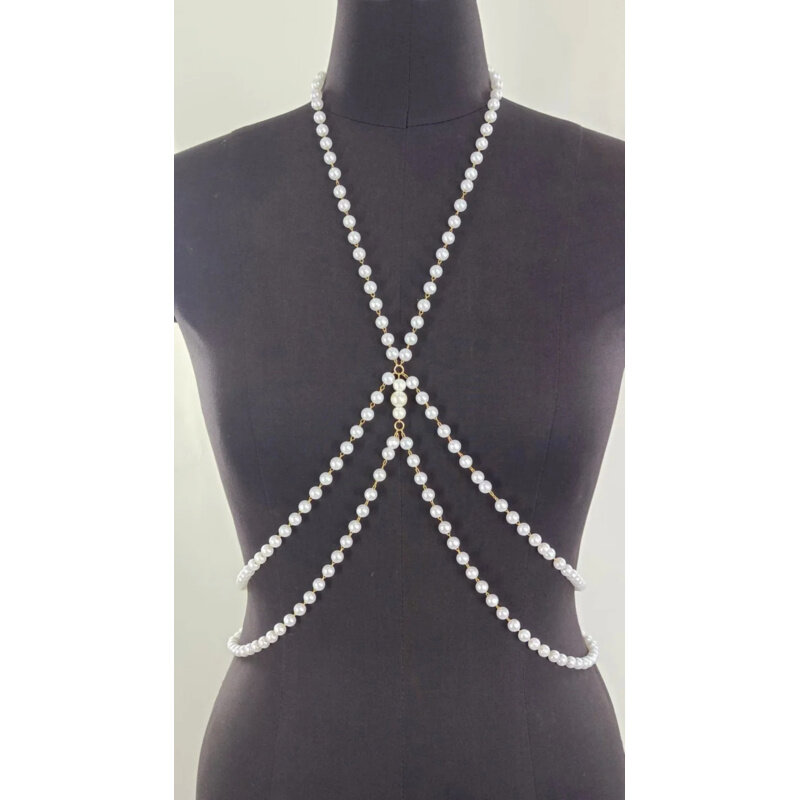 Exquisite New Sexy Double Layer Imitation Pearl Popular Women'S Body Chain Body Jewelry