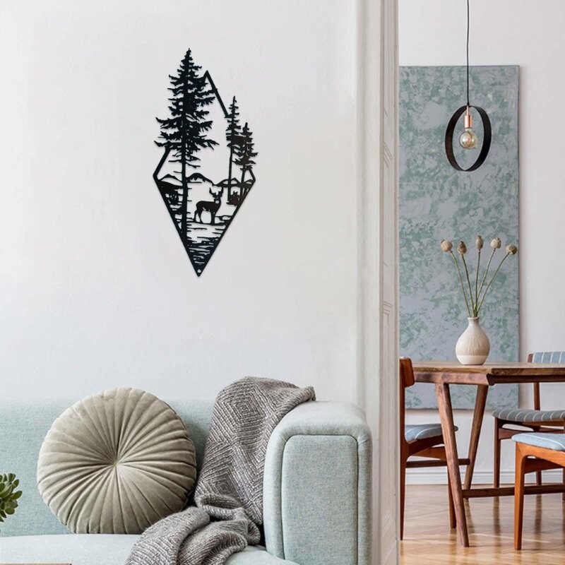 Letrero pared ciervo bosque Metal, decoración para colgar en pared interior y exterior, arte pared para cabina