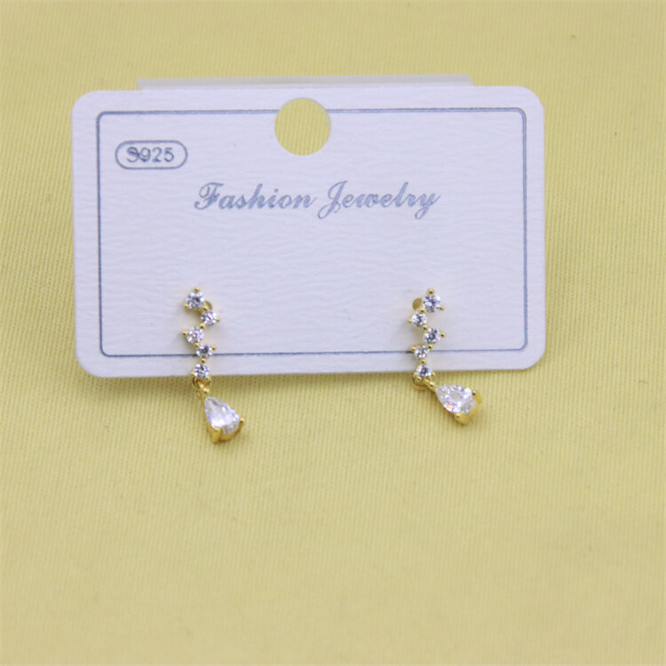 ZFSILVER S925 Sterling Silver Fashion Diamond-set Zircon Dangle Waterdrop Stud Earrings Jewelry For Women Charm  Party Girl Gift