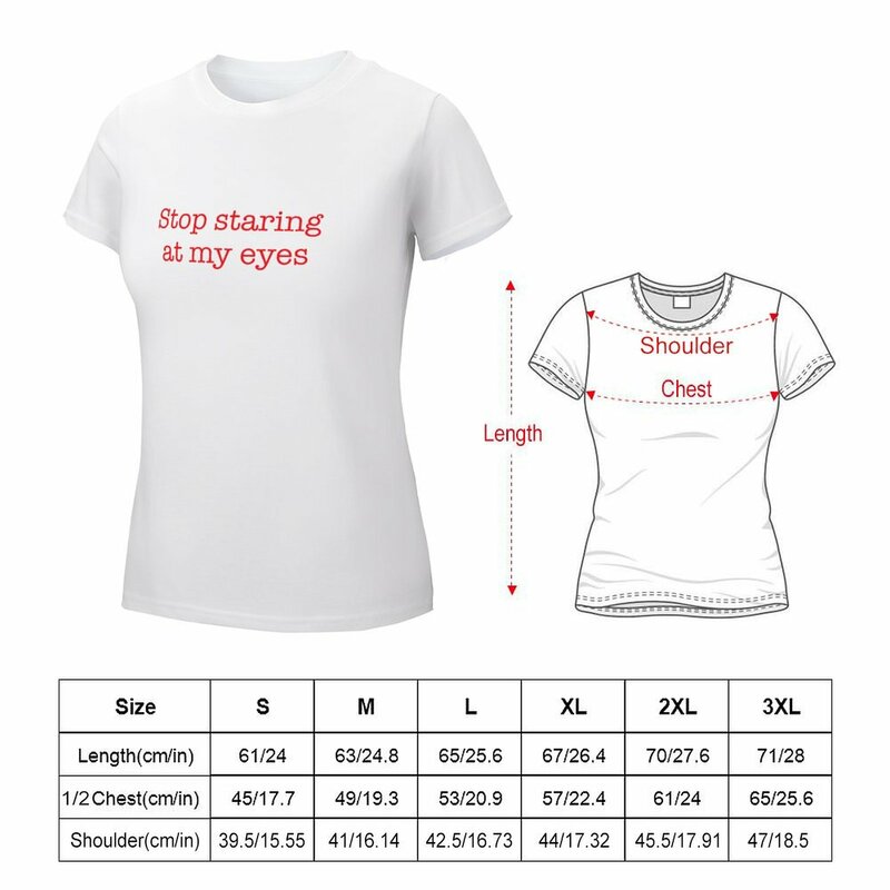 Stop Staring At My Eyes -r 티셔츠, 한국 패션 여성 의류, 아리아 셔츠