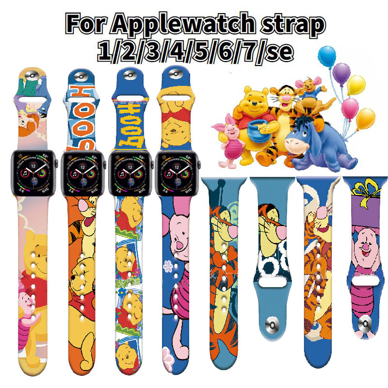 Disney kubuś puchatek puchatek Marie Cat watchband dla Apple watch strap iwatch7/6/5/4/3/2/SEcartoon wymiana strap38mm 40mm 42mm45mm