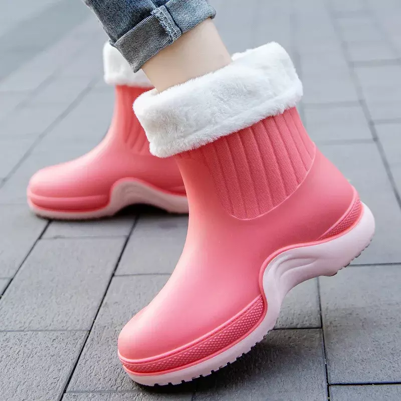 여성용 편안한 레인 부츠, 야외 미끄럼 방지 방수 신발, 데일리 따뜻한 레인 부츠, 고무 오버슈즈 2024, 패션