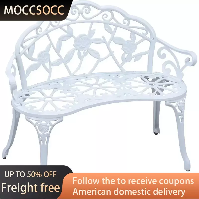 3 Ft Wooden Outdoor Furniture and Terrace Premier Outdoor Patio Garden Park Bench Cast Iron Antique Rose Style White Sets