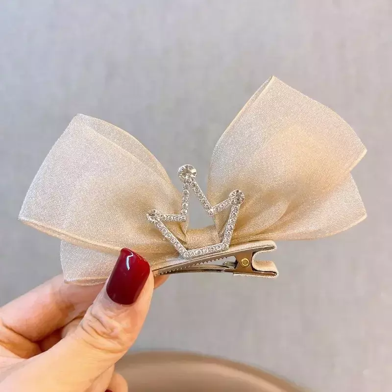 Kasa Korea Anak Busur Pin Rambut 3D Putri Mahkota Pin Rambut Fotografi Ulang Tahun Headwear Anak Perempuan Aksesoris Rambut Anak-anak