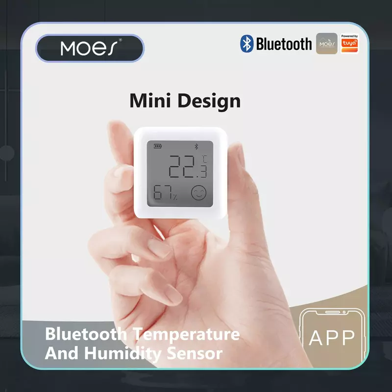 Датчик температуры и влажности MOES Tuya, Bluetooth термометр с ЖК-дисплеем и гигрометром, дистанционное управление через приложение, голосовое управление, Google