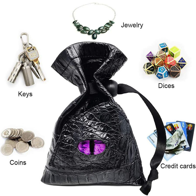 Bolsa de dados de cuero PU con cordón, bolsa de almacenamiento de tarjetas de oráculo, Tarots, monedas de regalo, accesorios de joyería, bolsa de dados, 10x15cm
