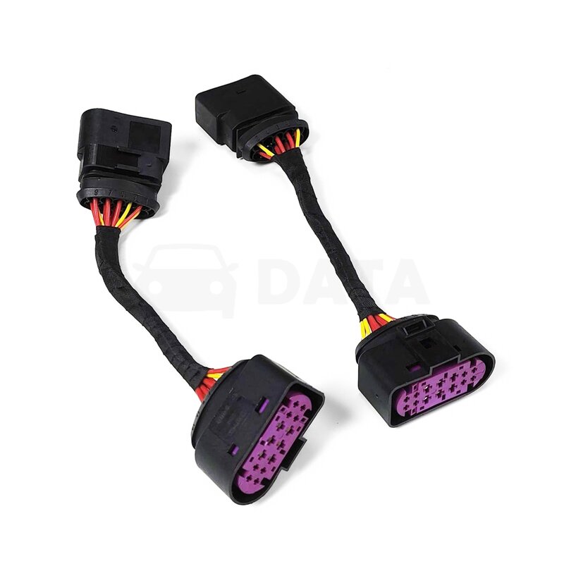 2Pcs Halogen (10 pins) convert Xenon (14 pins) Headlights Wiring Harness Connector Plug Adapter for VW Golf 1J0973737 1J0973837