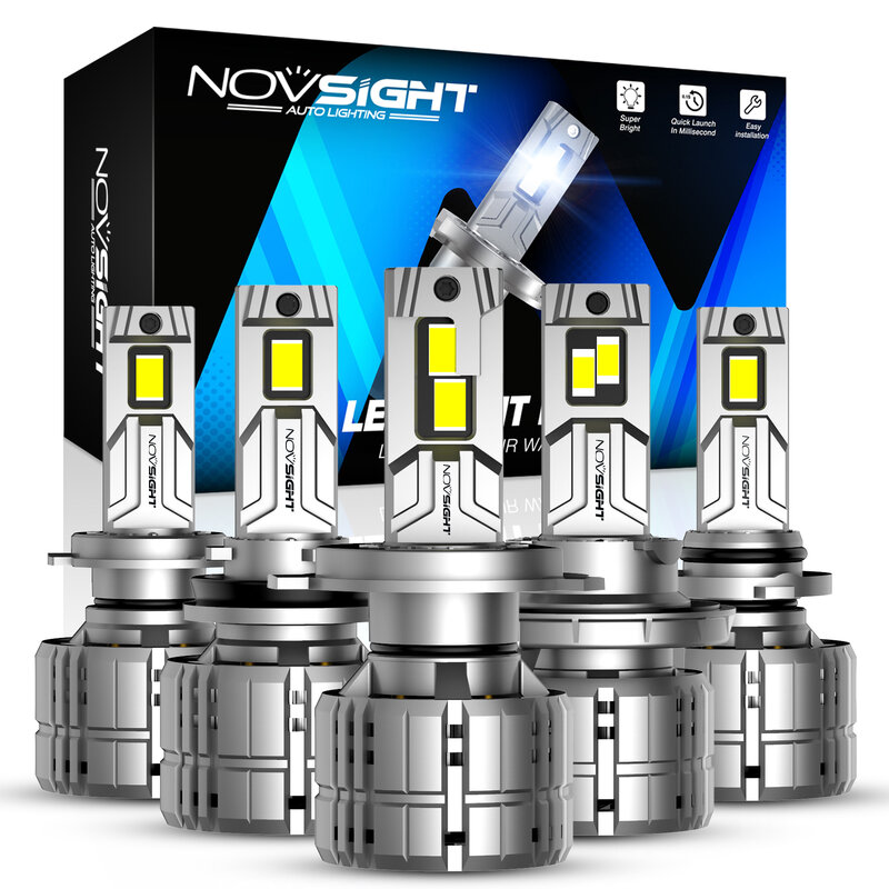 NOVSIGHT-Lâmpadas de farol de carro, Super Bright LED Canbus, N60, 200W, 40000LM, H7, H4, H11, H8, H9, 9005, HB3, 9006, HB4, H13, 9012, 6500K