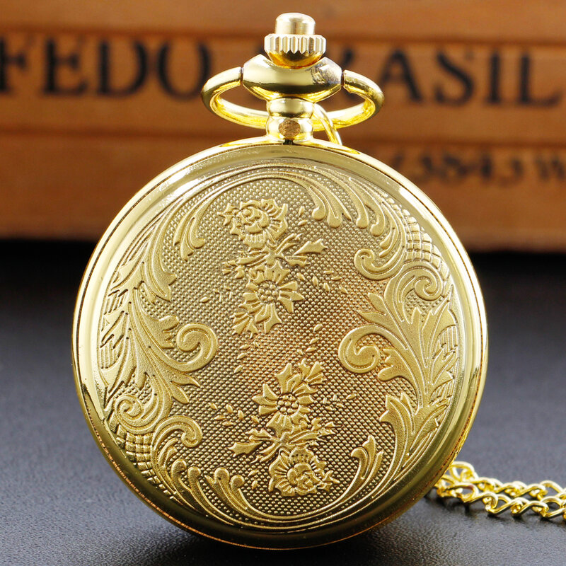 นาฬิกาควอทซ์แฟชั่นติดเพชรสีทองแบบย้อนยุคสร้อยคอโซ่สำหรับผู้หญิงของขวัญวันเกิดนาฬิกาครบรอบ