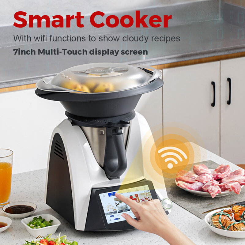 Многофункциональный кухонный комбайн Thermo Mix, умный робот для приготовления пищи, измельчитель, пароварка, соковыжималка, блендер, кипячение...