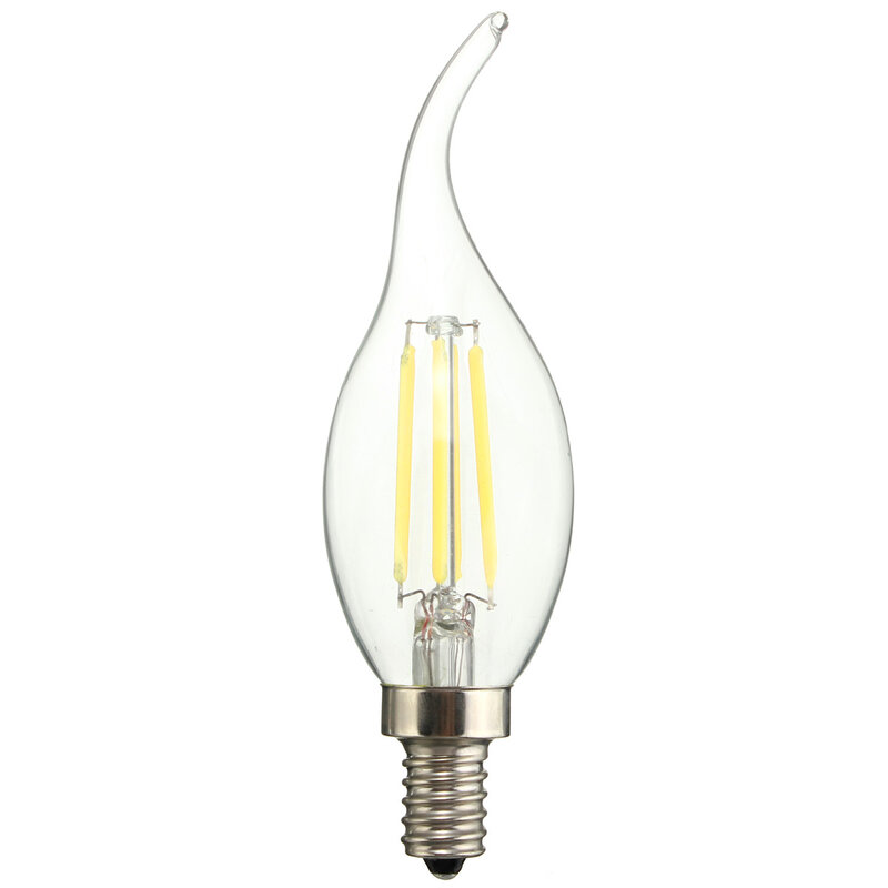 หลอดไฟ LED หรี่แสงได้เอดิสันย้อนยุค4W E12 110V สีขาวอบอุ่นสำหรับเปลี่ยนหลอดไฟคริสตัล