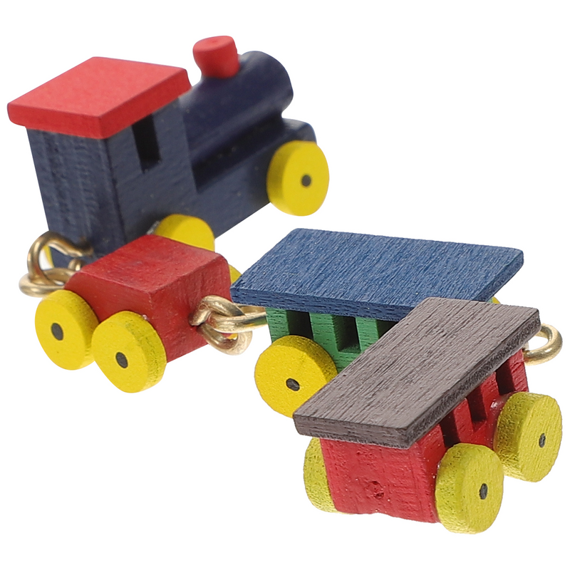 Juguetes de tren de casa de muñecas para niños, decoración de modelos en miniatura, accesorios de madera, dibujos animados