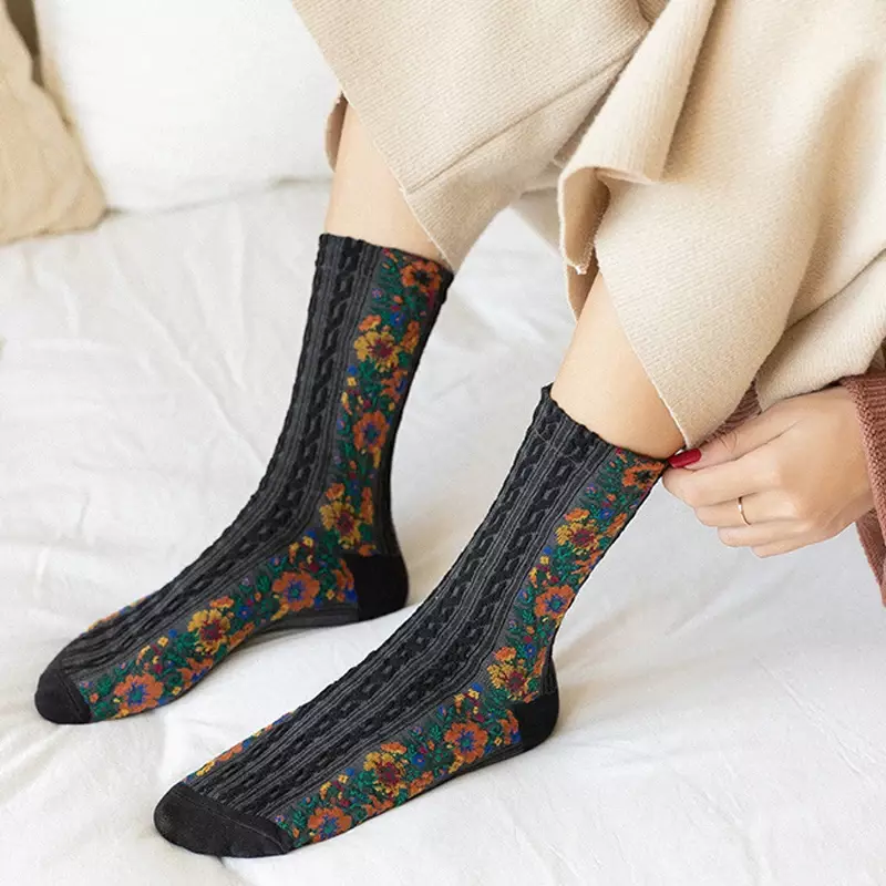Christmas Cotton Wool Thick Winter Women Retro Socks New 5Pairs/Lot 2023 Colorful Snow Harajuku Warm Socks Gift Year Socks