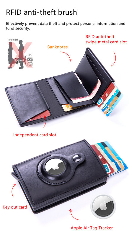 2022 rfid airtag男性財布マネーバッグpuレザーカードホルダー財布のための男性財布スマートカバーケース