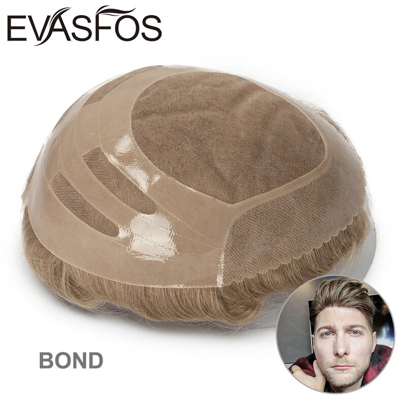 Bond Mono & Pu Front And NPU Back Breathable For Male Hair Prosthesis 100% Natural Human Hair Toupee Men Wig Hair Systems