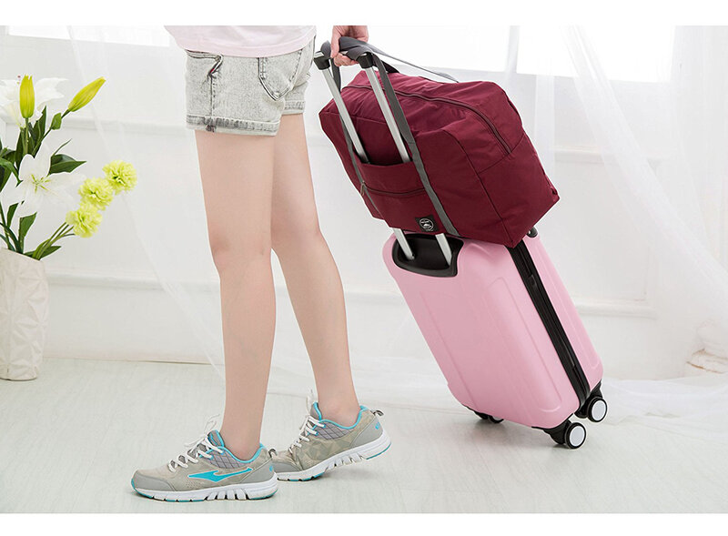 웨이브 시리즈 패턴 나일론 접이식 여행 가방 남녀 공용, 방수 대용량 가방, 패션, 여성용 핸드백, 여행 가방