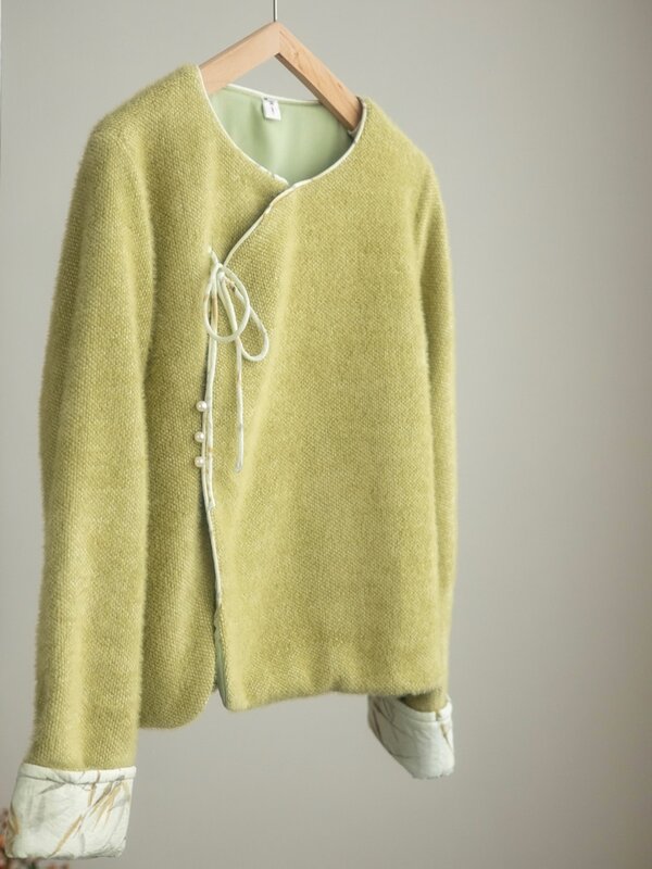Manteau rétro chinois amélioré pour femme, haut patchwork, sourire doré, thé du Vermont, style national, nouveau
