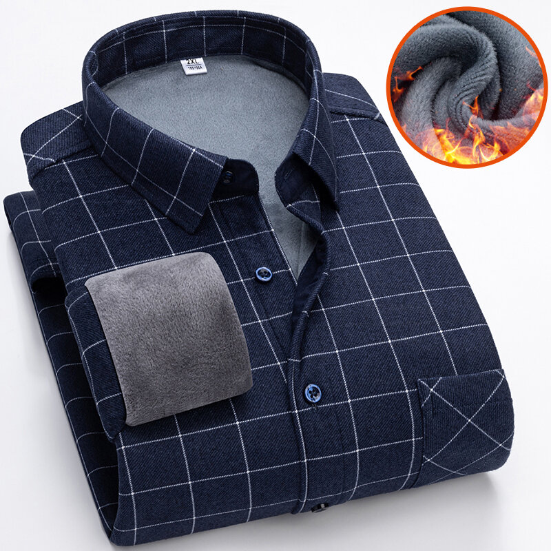 Camisa xadrez de manga longa masculina, grossa, quente, casual, tamanho grande, alta qualidade, nova moda, outono, inverno, 2023