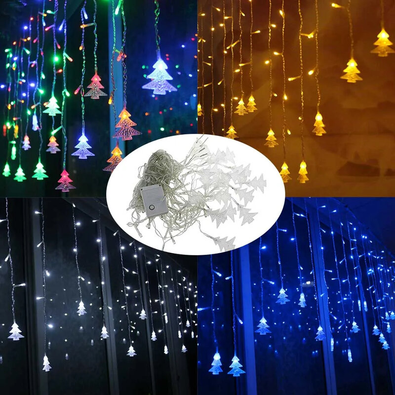 Xmas Tree Lamp LED Lamp String Ins Christmas Lights Decoration Holiday Lights Curtain Lamp Wedding Neon Lantern 220v Fairy Light