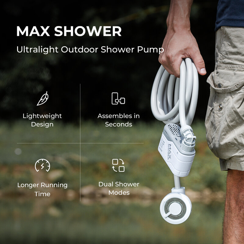 FLEXTAILGEAR Outdoor Camping Shower Portable Electric Shower Pump IPX7 Waterproof for Outdoor Shower, Car Wash, Dishwashing, Pet