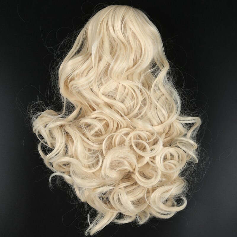 25.6" Long Claw Clip Drawstring Ponytail Hair Extensions False Hair Horse Tress Curly Synthetic Hairpieces Pieces Gold