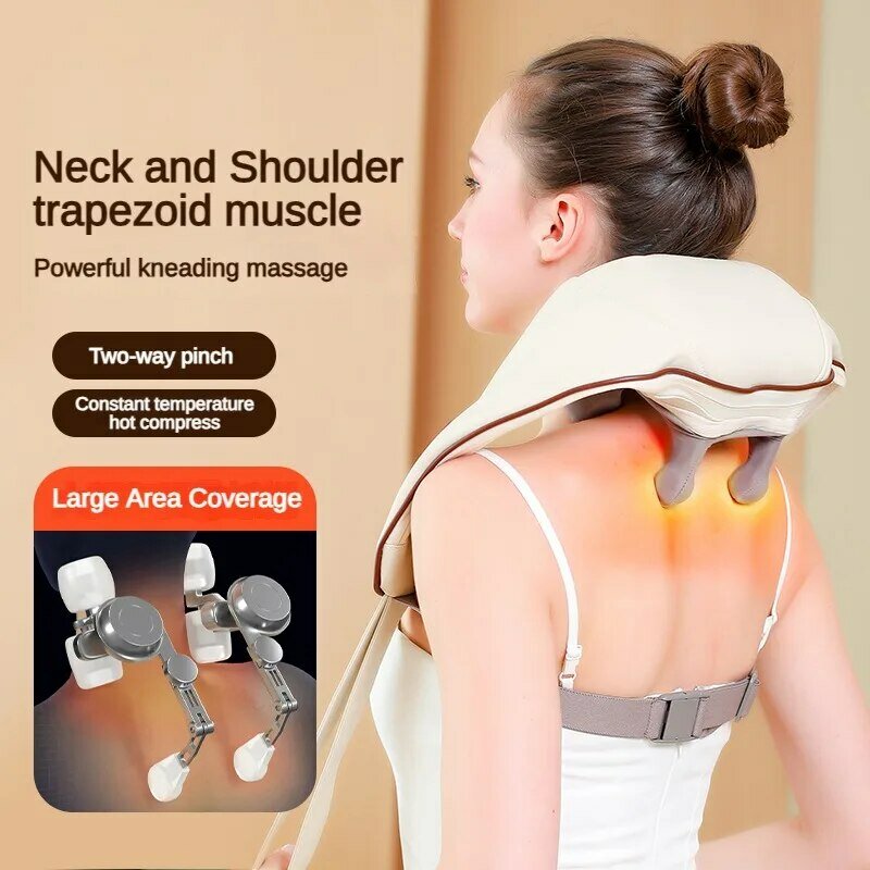 Massaggiatore Shiatsu elettrico senza fili per collo e schiena calore lenitivo tessuto profondo 5D impastare cuscino per massaggio spalla gamba corpo