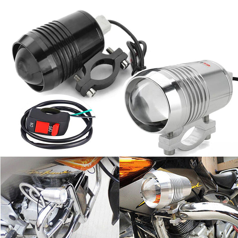 1/2PCS 30W Universal Motorcycle Headlight U2 LED Motorbike Spot Light High Low Beam Flash Head Lamp Waterproof Bulb with Switch