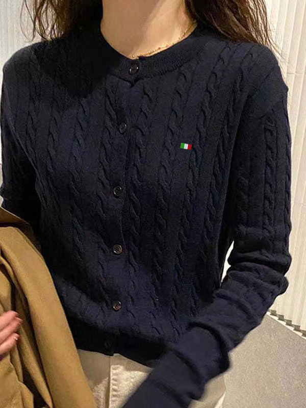 Sweter wol wanita, atasan Sweater Wanita kancing putar Vintage gadis pendek angin malas longgar versi musim gugur dan musim dingin