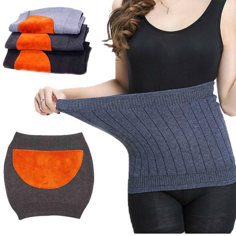 Thick Warm Knitted Waist Belts Belly Abdominal Wrap for Women Elastic Waist Protector Winter Waist Warmer Velvet Fleece Belt