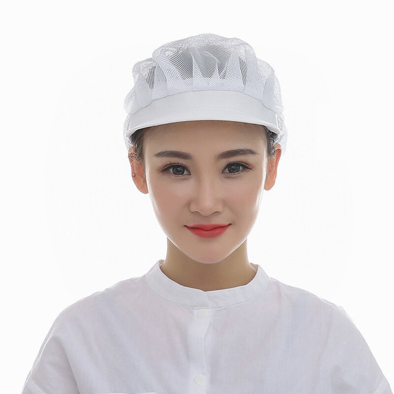 Unisex Pria Wanita Elastis Mesh Topi Topi untuk Cafe Bar Dapur Restoran Hotel Bakery Chef Seragam Pelayan Pakaian Kerja Bengkel